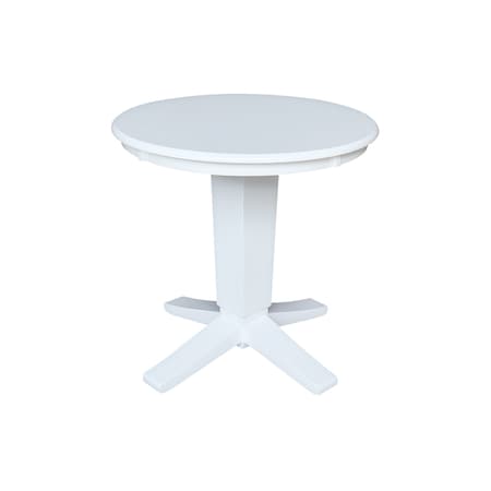 International Concepts 30 in. Solid Wood Round Top Pedestal Dining Table - 29.9 in. High, White K08-30RT-23B